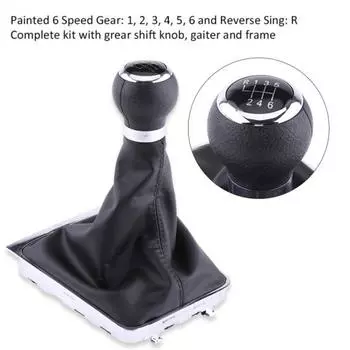 Профессиональная замена ручки переключения передач, надежный 6-скоростной черный рычаг переключения передач с чехлом из искусственной кожи для VW-Passat B6 2005-2012 чёрный