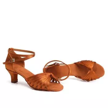 Профессиональная женская обувь для бальных танцев на среднем каблуке 5 см, домашняя обувь для латинских танцев, сальса 34 чёрный