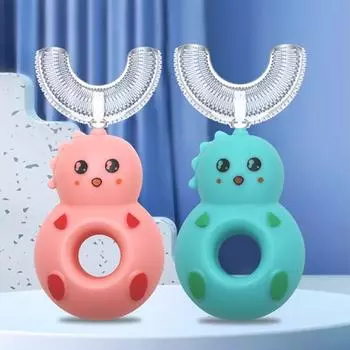 Профессиональная зубная щетка U-образной формы с милым очаровательным мультяшным дизайном в виде динозавра/пончика для детей M A розовый