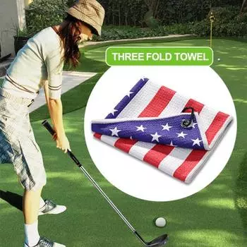 Профессиональное полотенце Caddy для гольфа с карабином, узор в виде национального флага, полотенце из суперфибры, многофункциональное многоразовое чистящее полотенце для мяча для гольфа