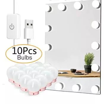 Профессиональное светодиодное зеркало для макияжа с полной подсветкой Зеркало USB Настольная лампа на зеркале белый