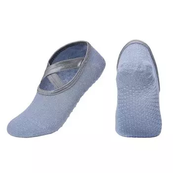 Professional Non Slip Gold and Silver Silk Yoga Socks Indoor Cross Strap Dance Room Socks Pilates Fitness Sports Socks Grey silver wire [35-40]]