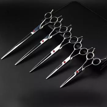 Профессиональные 5.5/6/7/8/9 серебристые ножницы для стрижки домашних животных, парикмахерские ножницы для стрижки волос