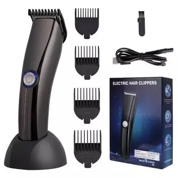 Профессиональные электрические машинки для стрижки волос USB аккумуляторная машинка для стрижки волос для мужчин и детей Беспроводной триммер для волос Водонепроницаемое лезвие из нержавеющей стали для семейного использования чёрный