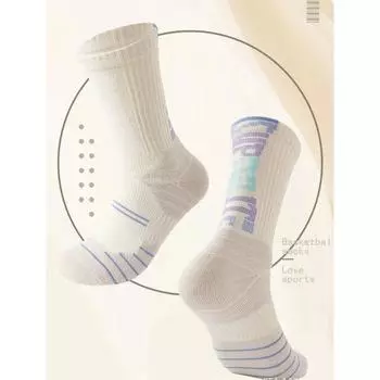 Профессиональные баскетбольные носки с алфавитным градиентом и практичные элитные носки, модные американские носки с высоким верхом и махровой подошвой 1