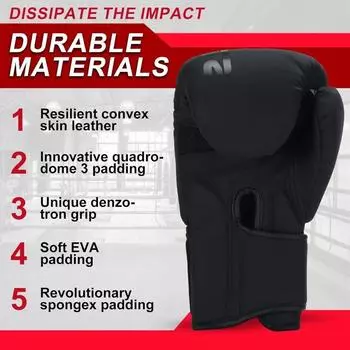 Профессиональные боксерские перчатки для спарринга, тренировок, ударов, ММА, кикбоксинга, боксерских перчаток, боксерского оборудования, тяжелых мешков, бокса 6 OZ чёрный