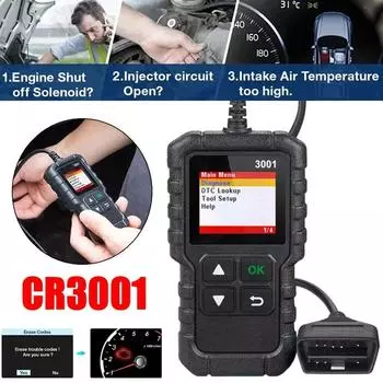 Профессиональные диагностические инструменты X431 CR3001 Car Full OBD2 Автомобильный многоязычный сканер кодов Check Engine Бесплатное обновление чёрный
