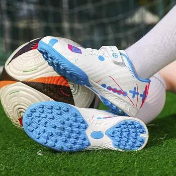Профессиональные футбольные кроссовки для детей, новые модные белые синие детские футбольные бутсы, брендовые кроссовки для футзала, детские 2025 29