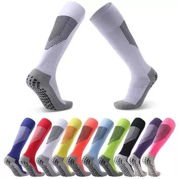 Профессиональные футбольные спортивные носки до колена, нескользящие дышащие длинные чулки, футбольные компрессионные баскетбольные носки с кровообращением US 7-10 EU 39-45 жёлтый