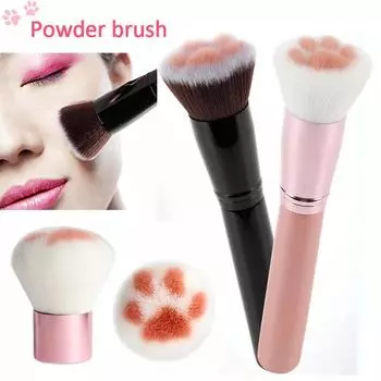 Профессиональные кисти для макияжа, милая кошачья лапа, кисть для основы, рассыпчатые кисти для пудры, волокна волос, березовая ручка, косметический инструмент