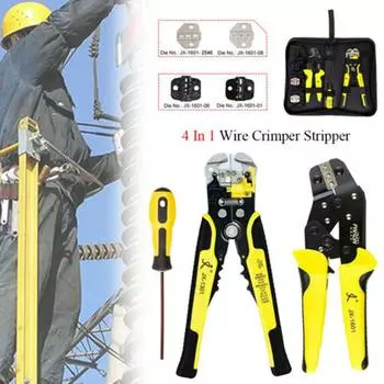 Профессиональные клещи для обжима проводов 4 в 1, клещи для обжима клемм с храповым механизмом, инструмент для зачистки концов проводов