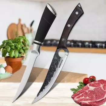 Профессиональные кухонные ножи для обвалки мяса, деревянная ручка, нержавеющая сталь, рыболовный филейный нож, нескользящая ручка, нож для нарезки мяса и рыбы