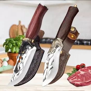 Профессиональные кухонные ножи, кованые кухонные ножи, поварские ножи, мясной нож, нож для барбекю, фруктовые ножи с деревянной ручкой, кухонные принадлежности 3.5 inch