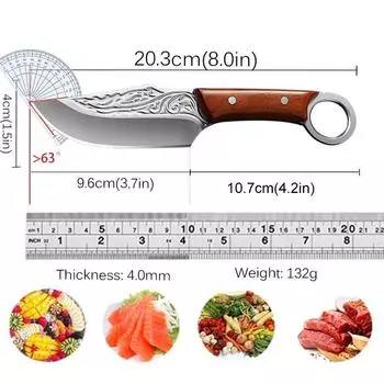 Профессиональные кухонные ножи, кованый ручной работы, нож для разделки мяса, нож для нарезки фруктов и овощей из нержавеющей стали