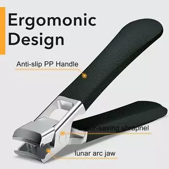 Профессиональные кусачки для ногтей из нержавеющей стали для толстых ногтей, острые триммеры с защитой от брызг, инструменты для маникюра и педикюра для мужчин чёрный