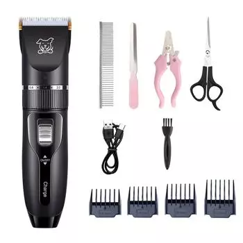 Профессиональные машинки для стрижки домашних животных, аккумуляторный набор для груминга и триммер для лап собак и кошек с низким уровнем шума чёрный