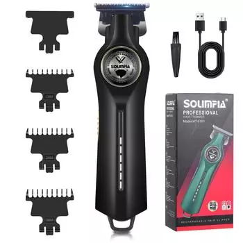 Профессиональные машинки для стрижки волос для мужчин, беспроводные парикмахерские машинки для стрижки волос, ухода за волосами, аккумуляторный триммер для бороды чёрный