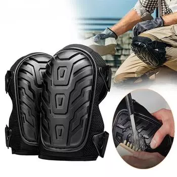 Профессиональные наколенники для работы. Прочные наколенники из пеноматериала с гелевыми наколенниками и прочными двойными ремнями. чёрный