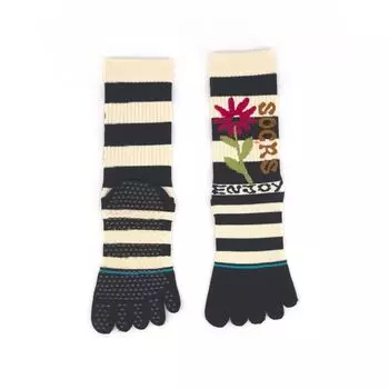 Профессиональные носки для йоги Нескользящие носки Носки для пилатеса Носки с пятью пальцами Чистый хлопок Силикон Фитнес-носки Small red flower five fingers