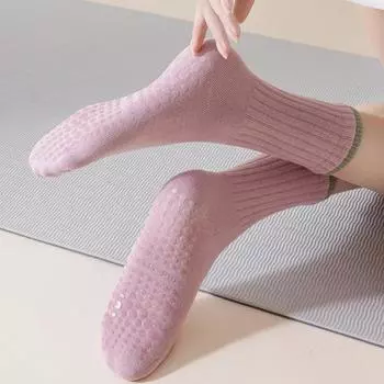 Профессиональные носки для йоги, женские силиконовые противоскользящие носки для фитнеса, пилатеса, дышащие хлопковые носки для тренировок в помещении, танцев, спорта белый
