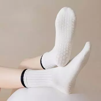 Профессиональные носки для йоги, женские силиконовые противоскользящие носки для фитнеса, пилатеса, дышащие хлопковые носки для тренировок в помещении, танцев, спорта белый
