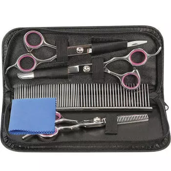 Профессиональные ножницы для домашних животных, изогнутые филировочные ножницы, набор ножниц для стрижки собак, стрижка волос 1 set