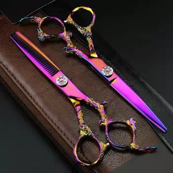 Профессиональные ножницы для стрижки волос JP 440c из стали 6 Gem Dragon Purple, парикмахерские ножницы для филировки волос