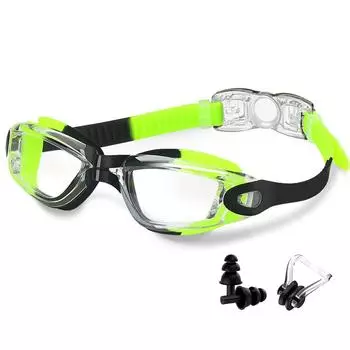Профессиональные очки для плавания Очки для плавания с защитой от запотевания Clear Vision Водонепроницаемые Быстрорегулируемые С ушными вкладышами и носовым зажимом Очки