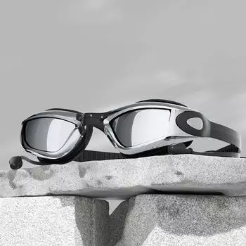 Профессиональные очки для плавания с берушами для взрослых, противотуманные линзы с защитой от ультрафиолета, для мужчин и женщин, водонепроницаемые, регулируемые, силиконовые очки