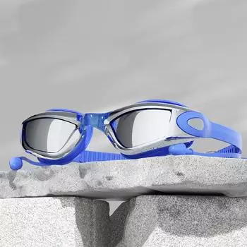 Профессиональные очки для плавания с берушами для взрослых, противотуманные линзы с защитой от ультрафиолета, для мужчин и женщин, водонепроницаемые, регулируемые, силиконовые очки