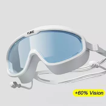 Профессиональные очки для плавания в большой оправе с затычками для ушей, противотуманные очки с широким обзором для подводного плавания, очки для плавания для мальчиков и девочек, очки для бассейна, пляжа, водонепроницаемые очки