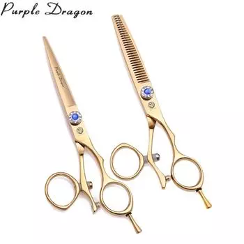 Профессиональные парикмахерские ножницы 5,5 дюйма; 6 дюймов; Purple Dragon JP 440C Поворотные ножницы для стрижки волос с большим пальцем Парикмахерские филировочные ножницы Z9019
