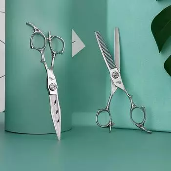 Профессиональные парикмахерские услуги, стрижка, ножницы для парикмахеров, парикмахерская для парикмахеров, плоские режущие зубья, 6 дюймов Straight & Stainless Steel & Fine Polished