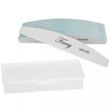 Профессиональные пилочки для ногтей, 10 шт., наждачная бумага с коробкой, прочные толстые пилочки для ногтей, буфер для шлифовки маникюра, инструменты для ногтей в форме полумесяца и лайма