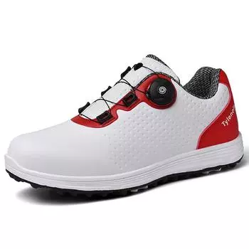 Профессиональные противоскользящие водонепроницаемые туфли для гольфа с ручками и пряжками, обувь унисекс, легкие кроссовки для гольфа 37 белый/красный