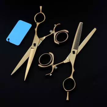 Профессиональные японские стальные 6-дюймовые вращающиеся золотые ножницы для стрижки волос, филировочные ножницы, парикмахерские ножницы