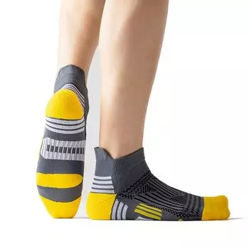 Профессиональные спортивные марафонские носки для мужчин и женщин, спортивные дышащие носки для фитнеса и бега с компрессионной подушкой, низкие носки EU 36-44 US 6-12 жёлтый