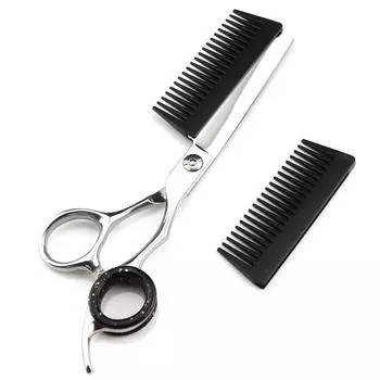 Профессиональные стальные 6-дюймовые серебряные ножницы для стрижки волос 2 в 1 с расческой для стрижки парикмахерские ножницы для стрижки волос парикмахерские ножницы