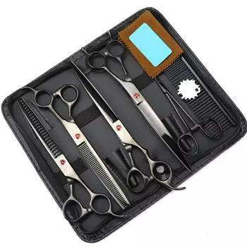 Профессиональные стальные 8 6 комплектов ножниц для стрижки собак, режущие инструменты, филировочные ножницы, парикмахерские ножницы