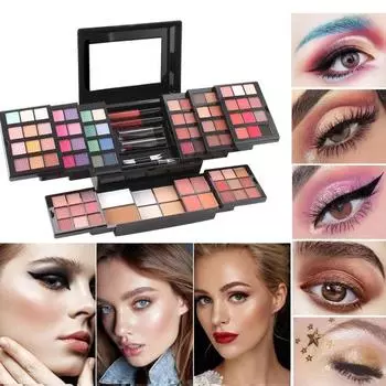 Профессиональные тени для век различных цветов, румяна, косметическая основа для красоты