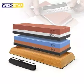 Профессиональные точильные камни 3 в 1, точилка для ножей, двухсторонний точильный камень, шлифовальный камень, камень Watster, угловая направляющая 400/1000
