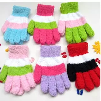 Профессиональные трехцветные вязаные перчатки Coral Velvet, зимние теплые махровые новые перчатки для велоспорта