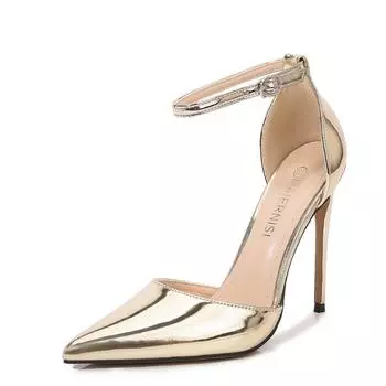 Профессиональные туфли на высоком каблуке, однословная пряжка, заостренный носок, тонкий каблук, неглубокий вырез, полые туфли на высоком каблуке, супервысокий каблук, универсальный, с закрытым носком 35