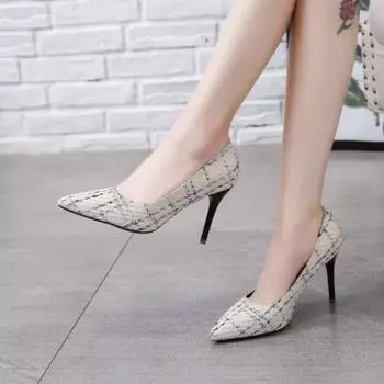 Профессиональные туфли на высоком каблуке Xiaoxiangfeng 2024 года, весна-осень, пригородные туфли, одинарные, сексуальные, с заостренным носком, высокие каблуки, роскошь 35 чёрный