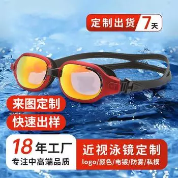 Профессиональные водонепроницаемые очки для плавания с гальваническим покрытием HD, противотуманные очки для плавания при близорукости, не стягивающие глаза для взрослых при близорукости Black-Plain Light--opp Ba