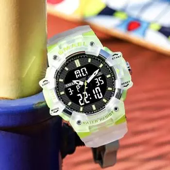 Профессиональные военные часы SMAEL водонепроницаемые мужские спортивные часы хронограф секундомер EL подсветка кварцевые наручные часы для мужчин 8080 армия зеленый