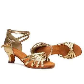 Профессиональные женские туфли на среднем каблуке 5 см с открытым носком для бальных танцев в помещении с мягкой подошвой для латинской сальсы 34 чёрный