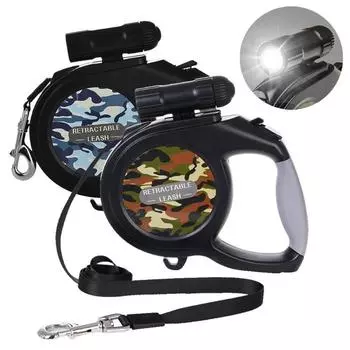 Профессиональный 8-метровый выдвижной поводок для собак, прочный поводок для домашних животных для средних и больших собак, поводки для прогулок и бега с веревкой и светодиодным фонариком 8m - 50 kg