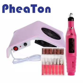 Профессиональный электрический аппарат для всасывания ногтей, пылесборник, фрезерная дрель, электрическая маникюрная машина EU Plug белый