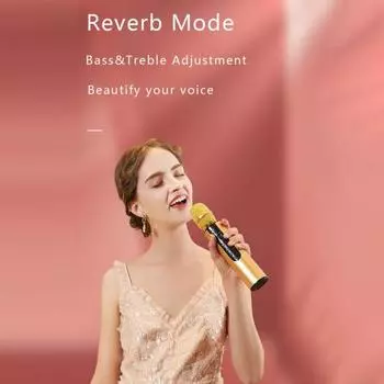 Профессиональный беспроводной микрофон UHF с кристально чистым звуком и шумоподавлением. Все в одном. Устройство для караоке и пения. Совместимый с Bluetooth микрофон. чёрный